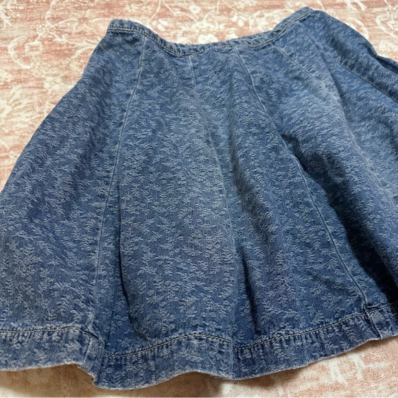 Denim Floral Printed Flare Skirt - Picture 2 of 7